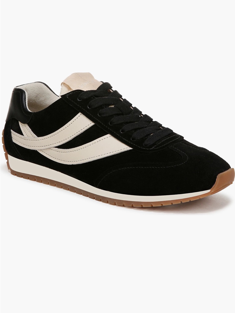 Vince Black Oasis Runner Suede Sneakers with White Side Stripe